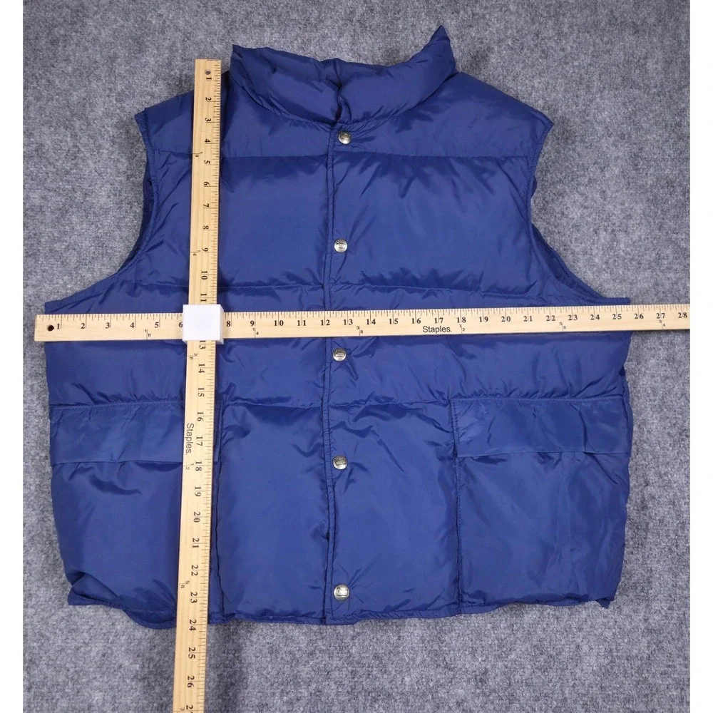 Vintage Woolrich Puffer Vest Mens XL Navy Blue Down Filled Made in USA 80s 90s